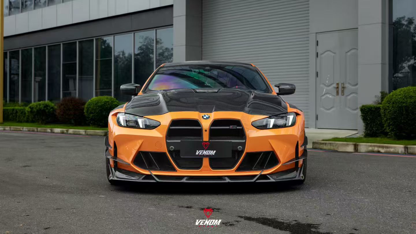 BMW M3 G80 G81 2021-ON & M4 G82 G83 2021-ON with Aftermarket Parts - Venom Sport Series Style Front Lip Dry Pre-preg Carbon Fiber from ArmorExtend