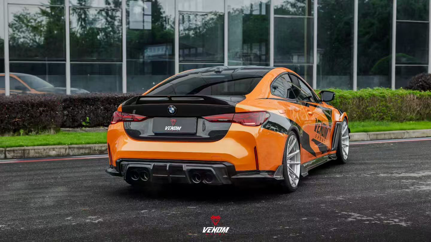  BMW M4 G82 2021-ON & 4 Series G22 430i M440i 2020-ON with Aftermarket Parts - Venom Sport Series Style Rear Lip Ducktail Spoiler Dry Pre-preg Carbon Fiber from ArmorExtend