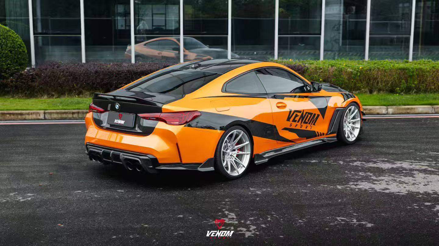  BMW M4 G82 2021-ON & 4 Series G22 430i M440i 2020-ON with Aftermarket Parts - Venom Sport Series Style Rear Lip Ducktail Spoiler Dry Pre-preg Carbon Fiber from ArmorExtend