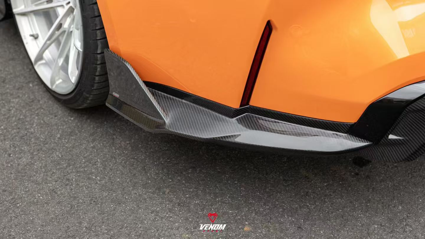 BMW M3 G80 G81 2021-ON  M4 G82 G83 2021-ON with Aftermarket Parts - Venom Sport Series Style Rear Diffuser & Canards Dry Pre-preg Carbon Fiber from ArmorExtend