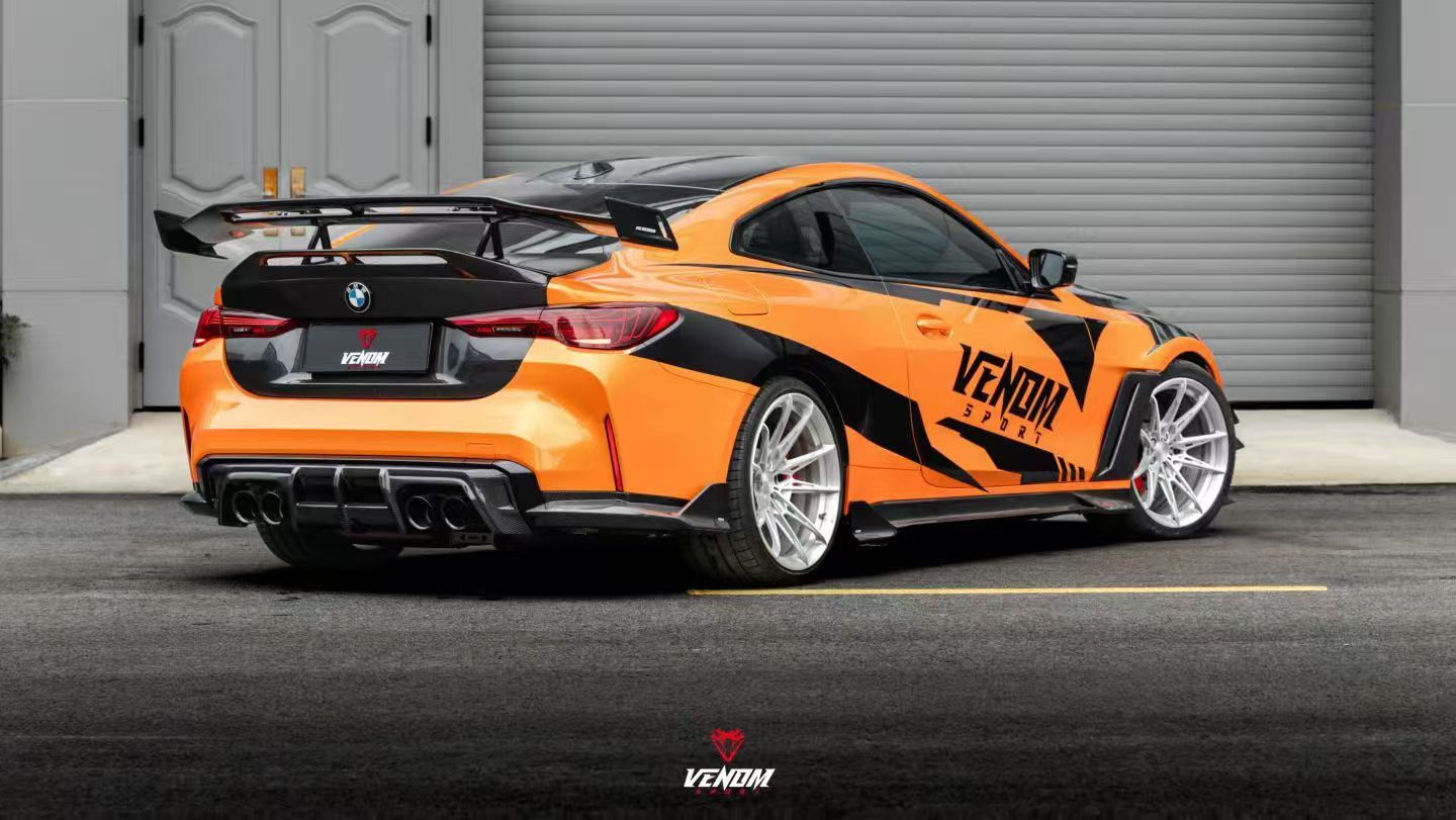  BMW M4 G82 2021-ON & 4 Series G22 430i M440i 2020-ON with Aftermarket Parts - Venom Sport Series Style Rear Lip Ducktail Spoiler Dry Pre-preg Carbon Fiber from ArmorExtend