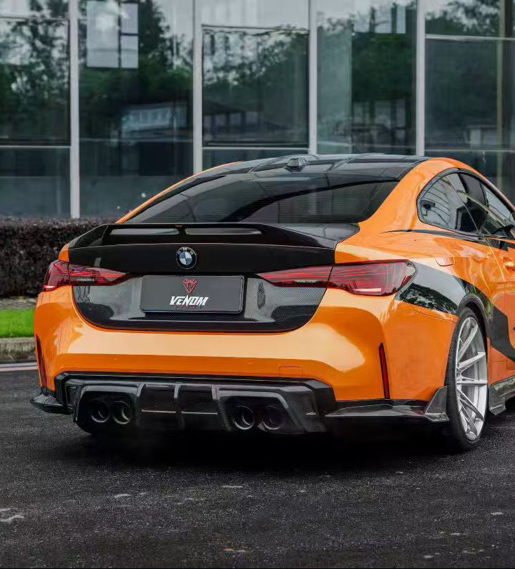 BMW M3 G80 G81 2021-ON  M4 G82 G83 2021-ON with Aftermarket Parts - Venom Sport Series Style Rear Diffuser & Canards Dry Pre-preg Carbon Fiber from ArmorExtend