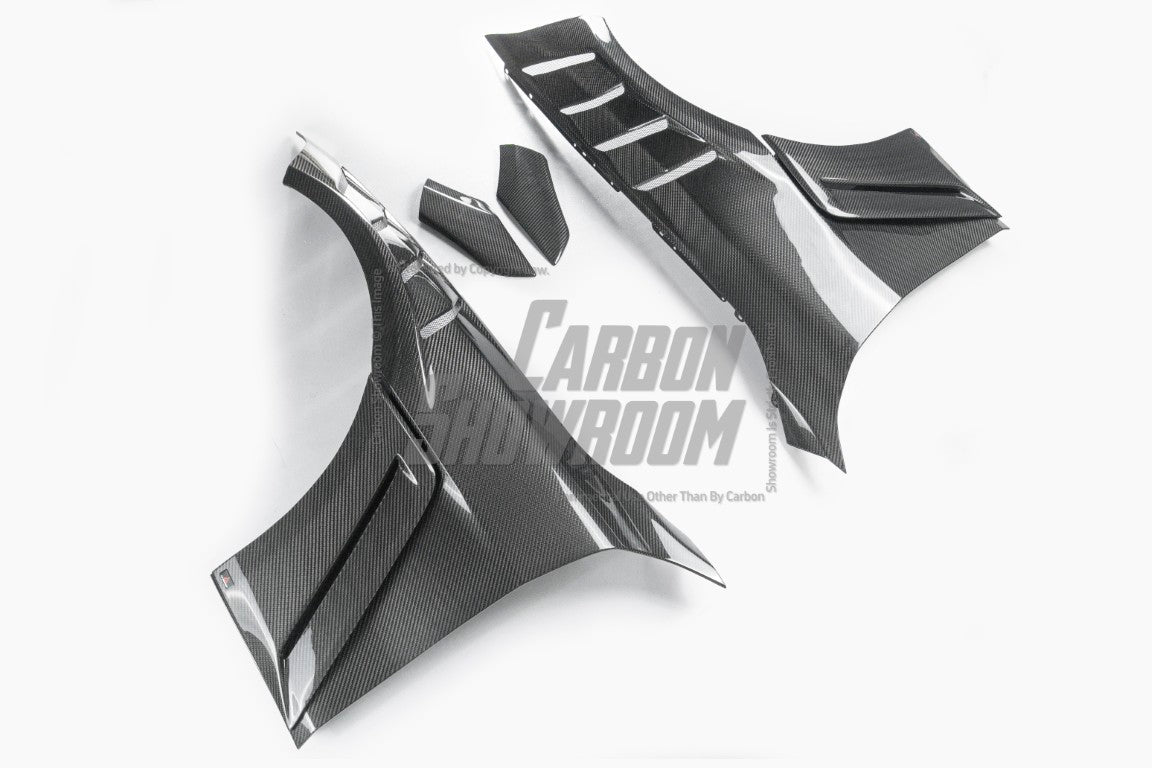 BMW M4 / M4C / M4CS G82 G83 2021-ON with Aftermarket Parts - ART Widebody Front Fenders Dry Pre-preg Carbon Fiber from ArmorExtend