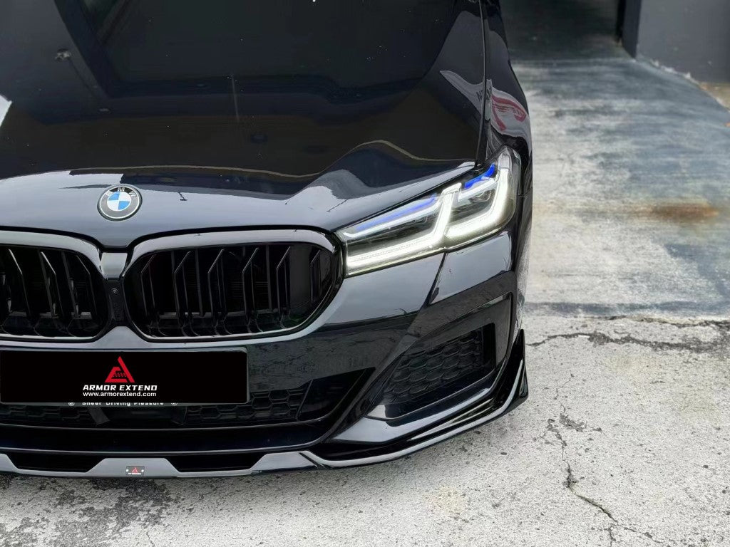 BMW 5 Series M550i 540i G30 G31 LCI 2021-ON with Aftermarket Parts - AE & Plustic Style Caebon Fiber Front Lip from ArmorExtend