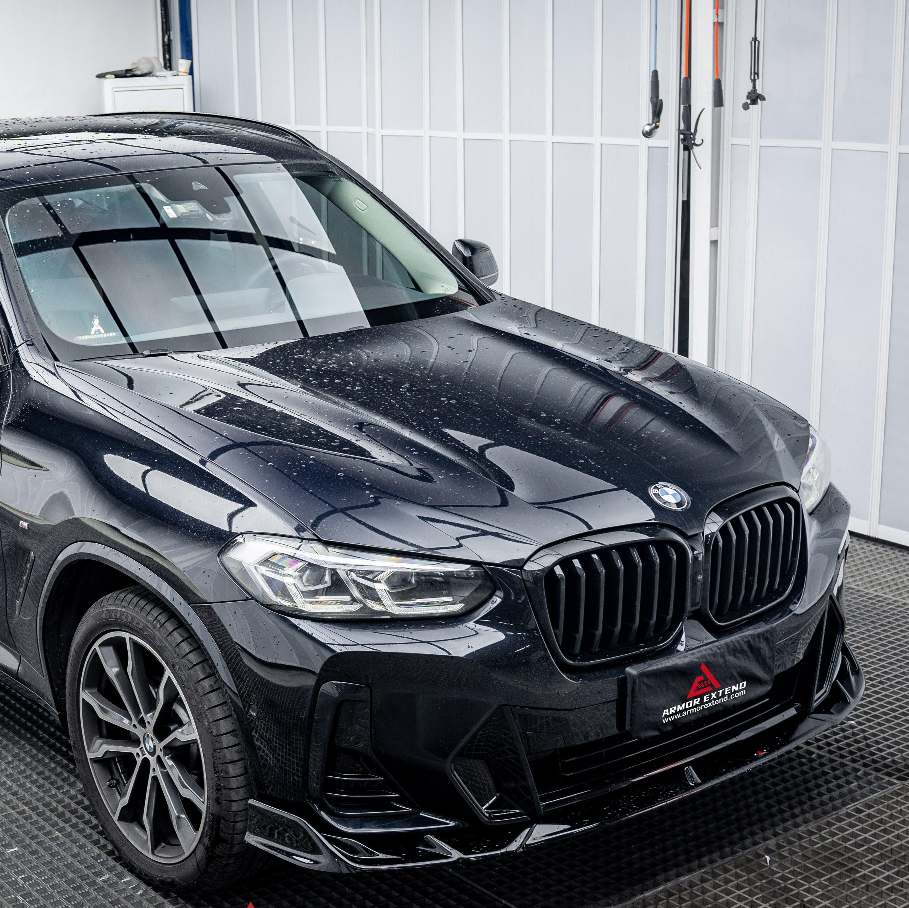 BMW X3 s/x Drive 30i (with M-Package Bumper) & M40i G01 LCI 2022 2023 2024 & X4 xDrive 30i (with M-Package Bumper) & M40i G02 LCI 2022 2023 2024?with Aftermarket Parts - Plustic Style Front Lip ABS from?ArmorExtend