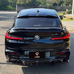 BMW X4M X4MC F98 Pre-LCI 2019-2021 with Aftermarket Parts -Pre-preg Carbon Fiber Rear Diffuser &amp; Canards from Karbel Carbon