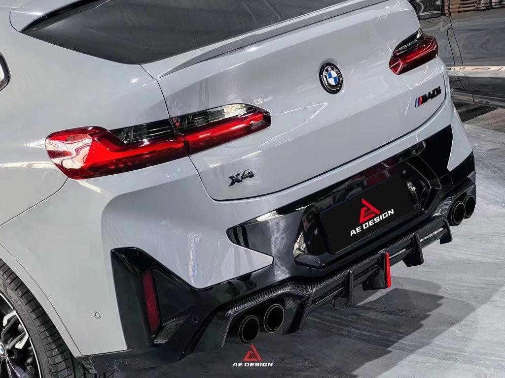 BMW X4 xDrive 30i (with M-Package Bumper) & M40i G02 LCI 2022 2023 2024 with Aftermarket Parts - AE Style Diffuser & Canards Carbon Fiber from ArmorExtend