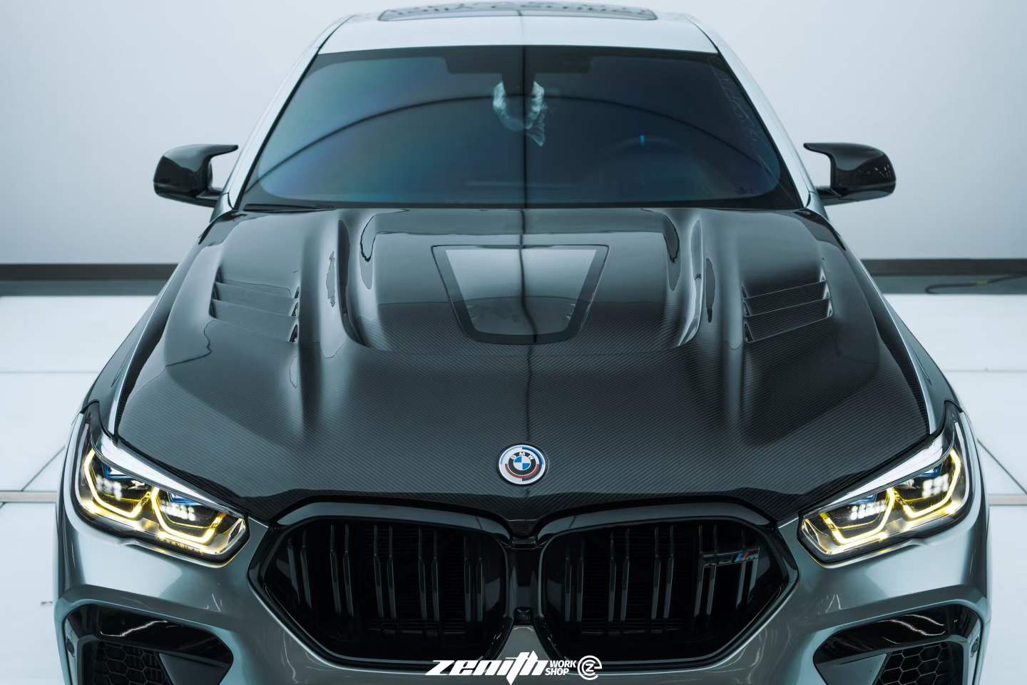 BMW X5 M60i M50i xDrive50e x/sDrive40i G05 (Fits Both Pre-LCI & LCI) & X5M X5MC F95 (Fits Both Pre-LCI & LCI) & X6 M60I xDrive40i G06 (Fits Pre-LCI & LCI) & X6M X6MC F96 (Fits Pre-LCI & LCI) 2020-ON with Aftermarket Parts - ART Vented Transparent Glass V2 Style Hood Dry Pre-preg Carbon Fiber from ArmorExtend