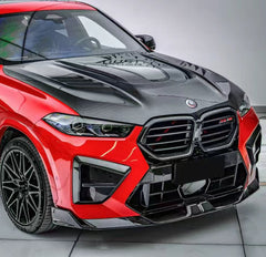 BMW X5 M60i M50i xDrive50e x/sDrive40i G05 (Fits Both Pre-LCI & LCI) & X5M X5MC F95 (Fits Both Pre-LCI & LCI) & X6 M60I xDrive40i G06 (Fits Pre-LCI & LCI) & X6M X6MC F96 (Fits Pre-LCI & LCI) 2020-ON with Aftermarket Parts - ART Vented Transparent Glass V2 Style Hood Dry Pre-preg Carbon Fiber from ArmorExtend