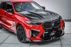 BMW X5 M60i M50i xDrive50e x/sDrive40i G05 (Fits Both Pre-LCI & LCI) & X5M X5MC F95 (Fits Both Pre-LCI & LCI) & X6 M60I xDrive40i G06 (Fits Pre-LCI & LCI) & X6M X6MC F96 (Fits Pre-LCI & LCI) 2020-ON with Aftermarket Parts - ART Vented Transparent Glass V2 Style Hood Dry Pre-preg Carbon Fiber from ArmorExtend