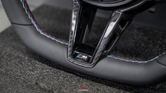 BMW M3 G80 G81 2021 2022 2023 2024 & M4 G82 G83 2021 2022 2023 2024 with Aftermarket Parts - AE Style Steering Wheel Carbon Fiber & Black Leather from ArmorExtend