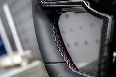BMW M3 G80 G81 2021 2022 2023 2024 & M4 G82 G83 2021 2022 2023 2024 with Aftermarket Parts - AE Style Steering Wheel Carbon Fiber & Black Leather from ArmorExtend