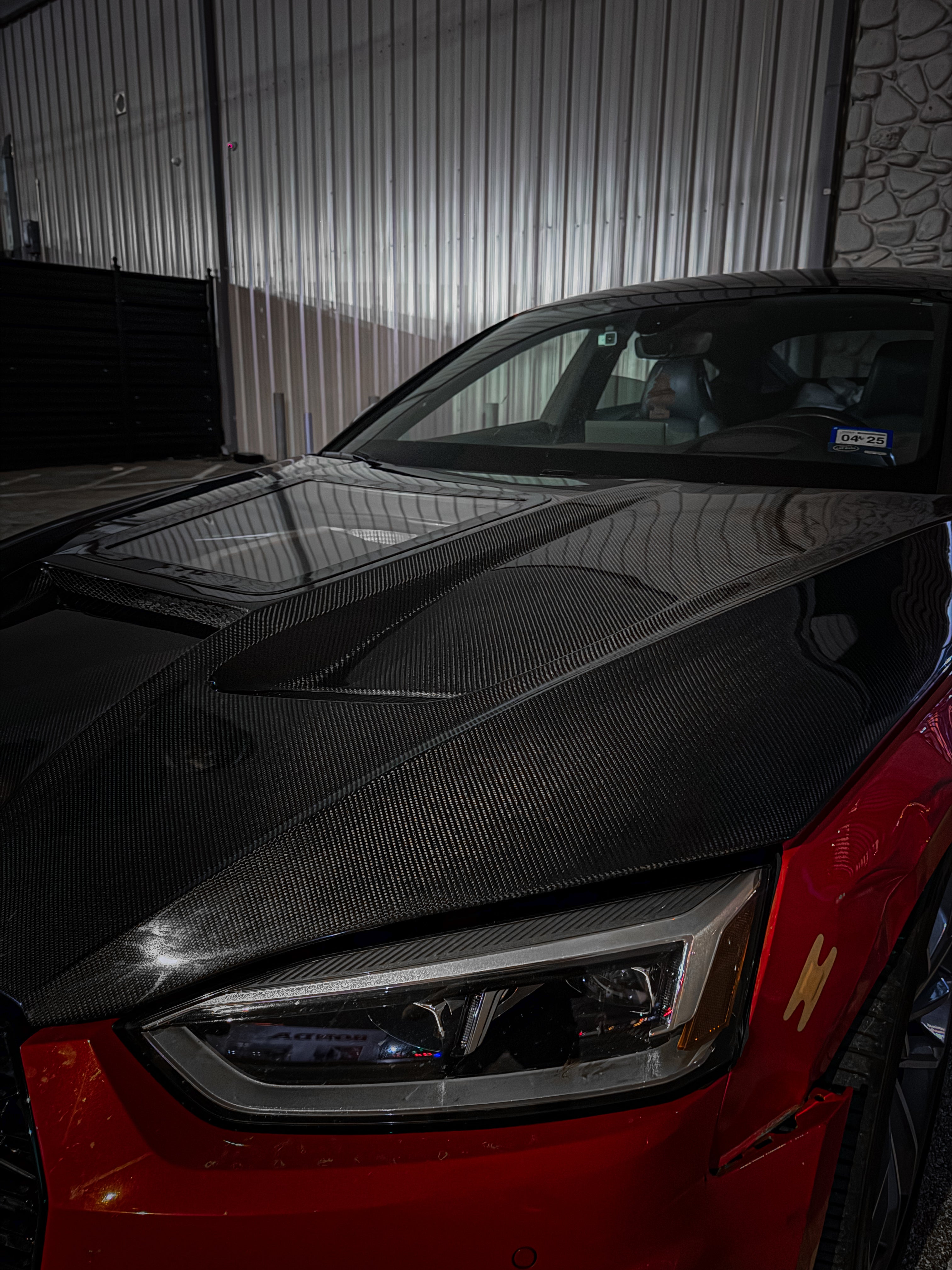 Audi RS5 S5 A5 B9 B9.5 2017-ON with Aftermarket Parts - V2 Tempered Glass Transparent Hood Bonnet Carbon Fiber / FRP from CMST Tuning
