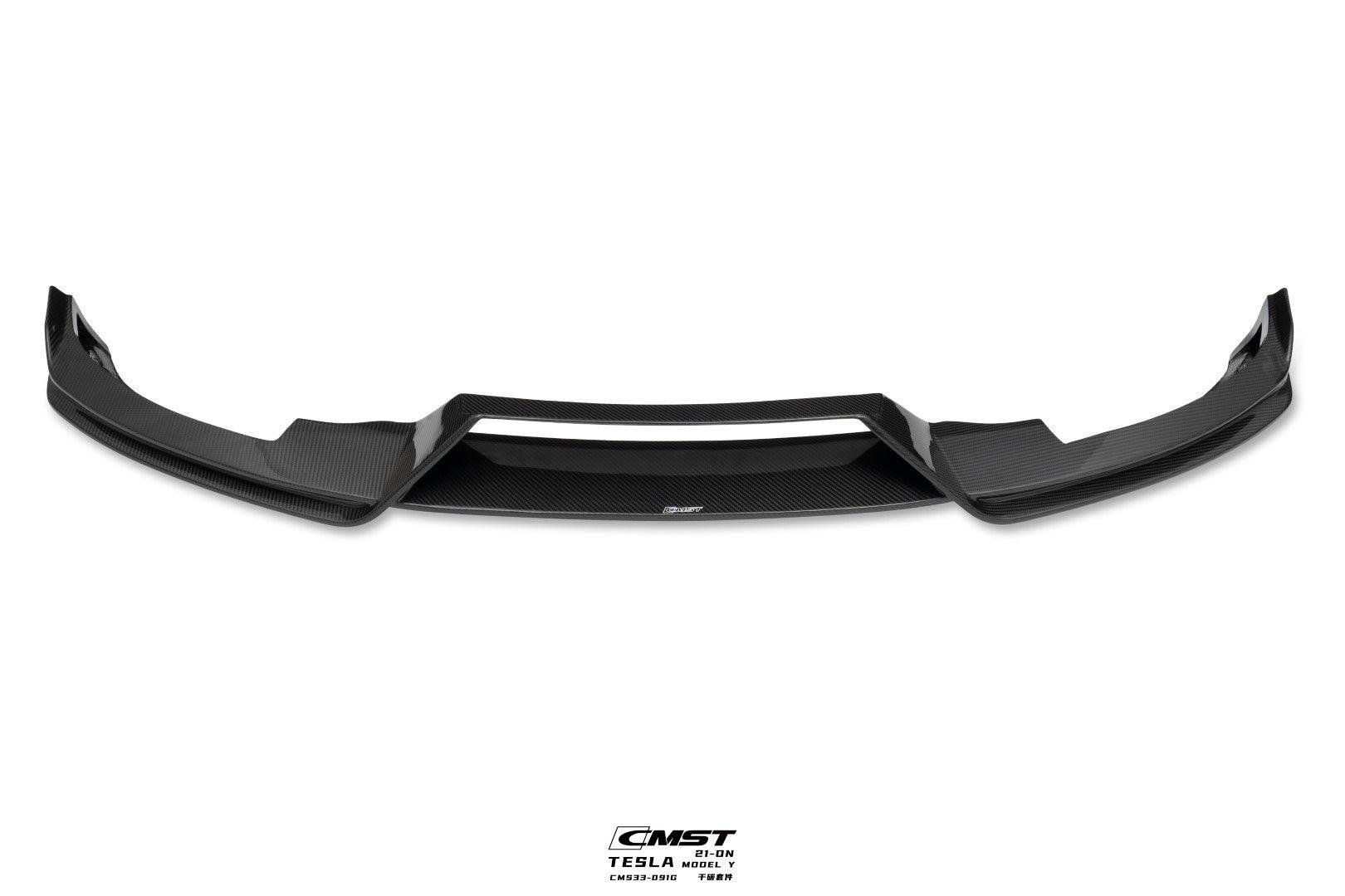 Tesla Model Y Performance AWD Long Range RWD Standard 2020-ON with Aftermarket Parts - V5 Style Front Lip Splitter Carbon Fiber / FRP from CMST Tuning