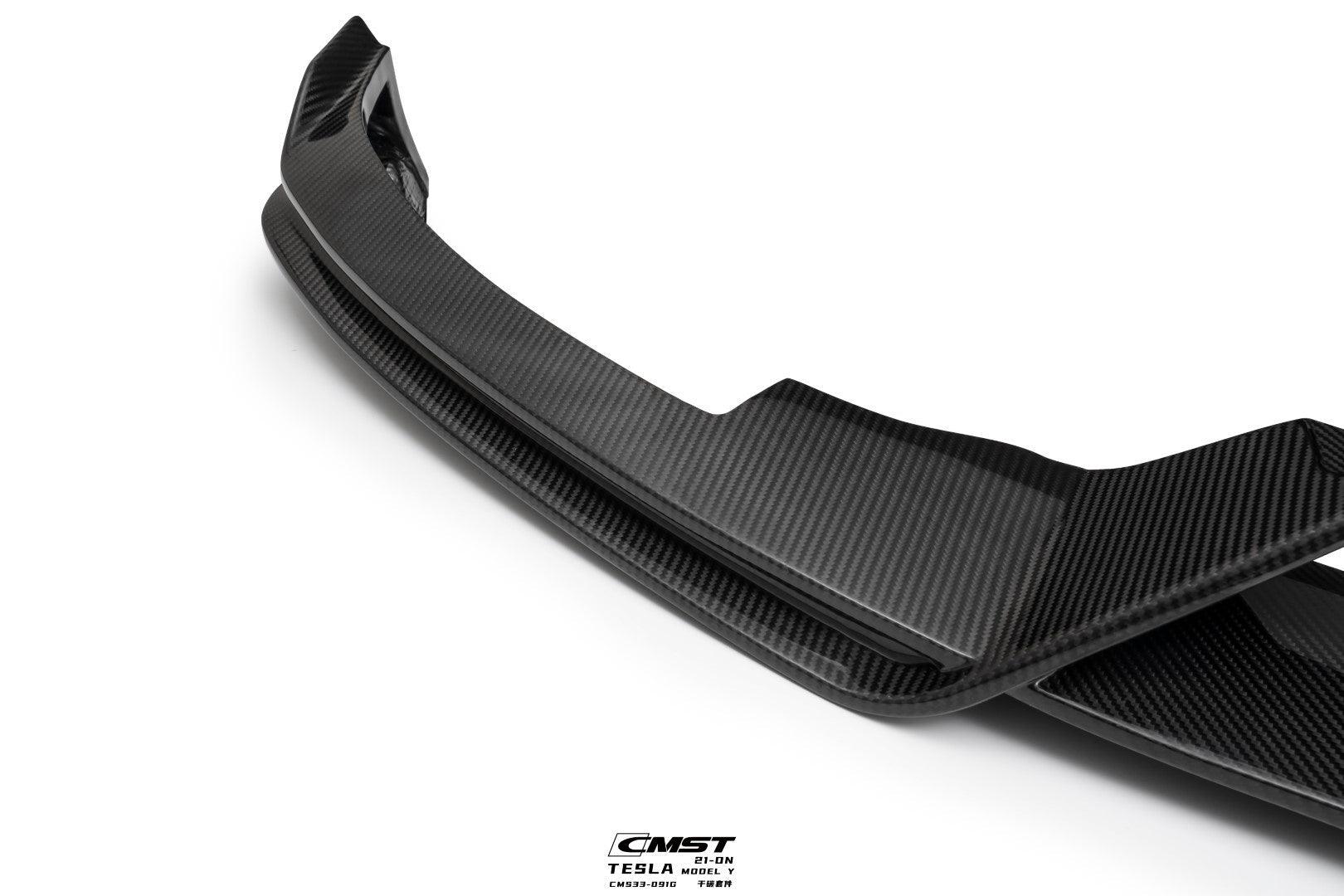 Tesla Model Y Performance AWD Long Range RWD Standard 2020-ON with Aftermarket Parts - V5 Style Front Lip Splitter Carbon Fiber / FRP from CMST Tuning