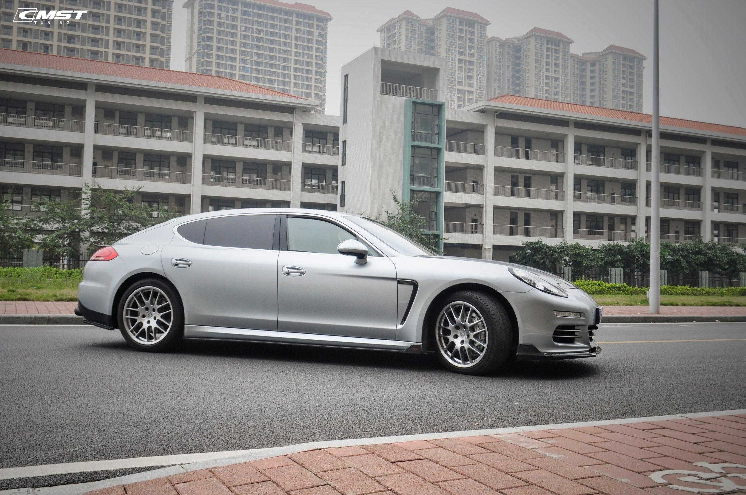 Porsche Panamera 970 970.2 2/4/4S/GTS/Turbo/Turbo S 2014-2016 with Aftermarket Parts - Vacuumed Carbon & FRP Side Skirts from CMST Tuning
