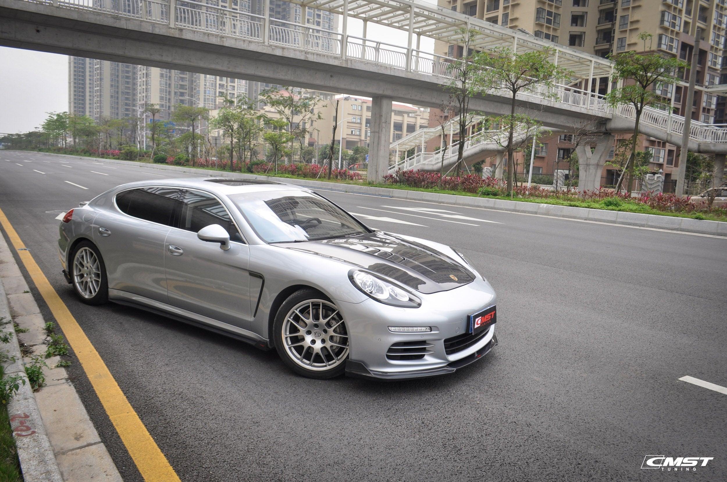 Porsche Panamera 970 970.2 2/4/4S/GTS/Turbo/Turbo S 2014-2016 with Aftermarket Parts - Vacuumed Carbon & FRP Side Skirts from CMST Tuning
