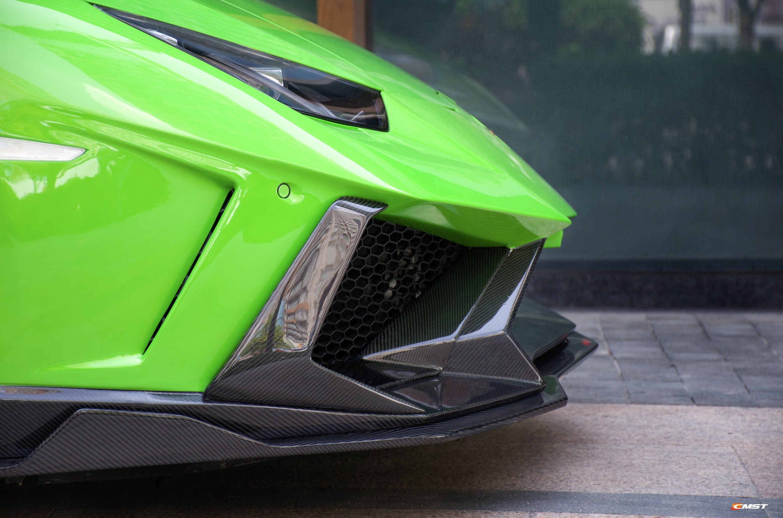 Lamborghini Huracan Tecnica Performante Evo LP610 LP580 2015-2024 with Aftermarket Parts - Front Bumper Set Carbon Fiber / FRP from CMST Tuning