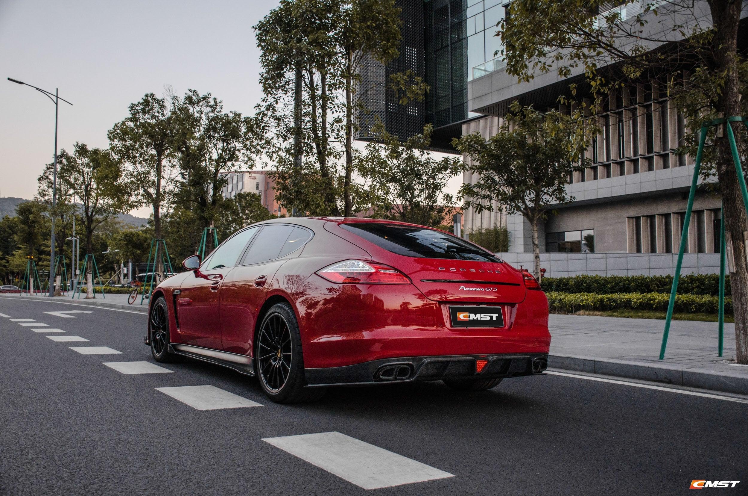 Porsche Panamera 970 970.1 2/4/4S/GTS/Turbo/Turbo S 2010-2013 with Aftermarket Parts - Vacuumed Carbon & FRP Side Skirts from CMST Tuning
