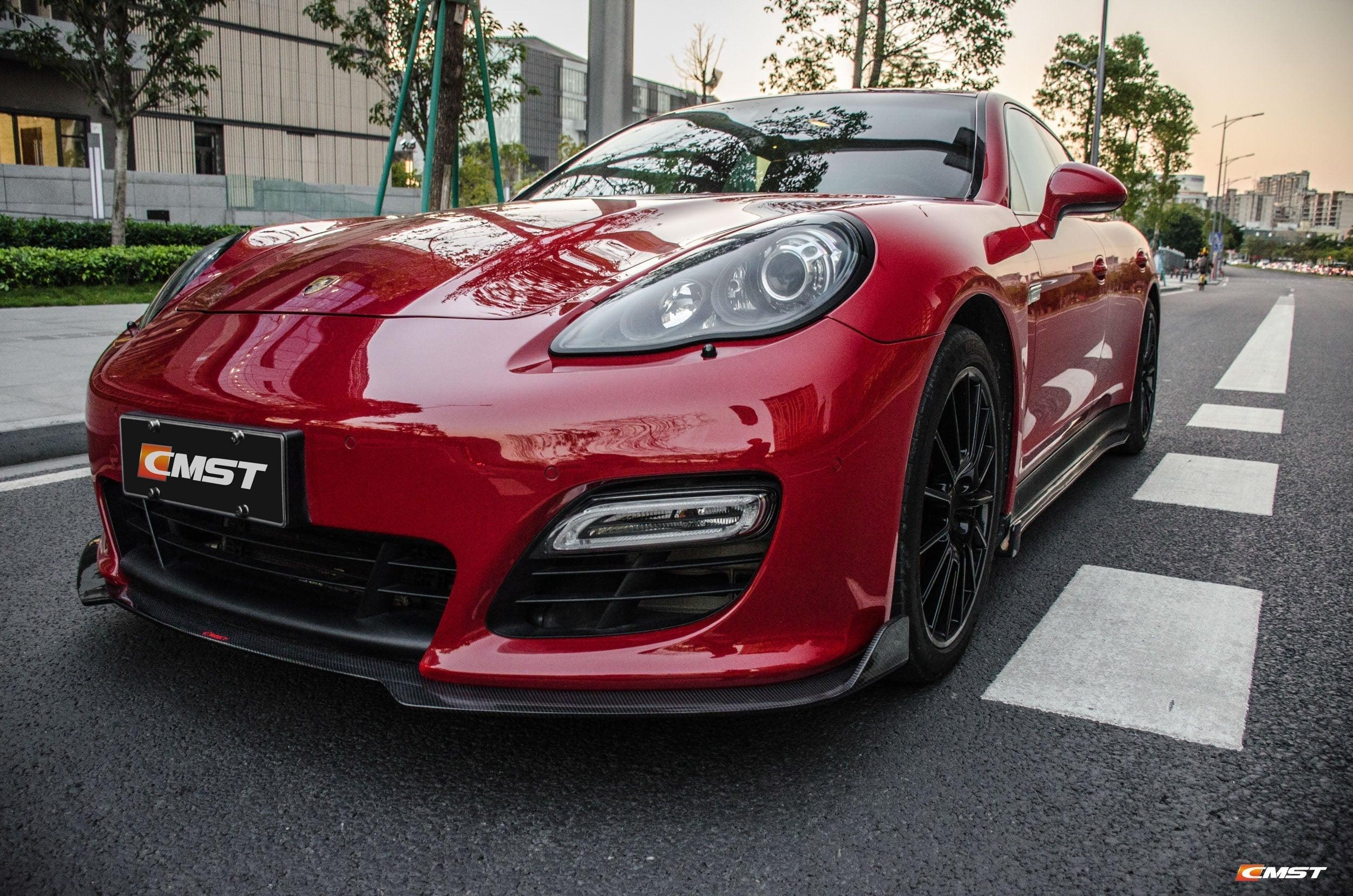 Porsche Panamera 970 970.1 GTS 2010-2013 with Aftermarket Parts - Carbon Fiber & FRP Front Lip from CMST Tuning
