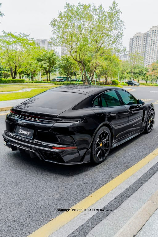 Porsche Panamera 976 Base 4 4S E-Hybird 2024 (suitable for GTS and Turbo if active spoiler is deactivated) with Aftermarket Parts - Rear Spoiler FRP / Pre-preg Carbon Fiber from CMST Tuning
