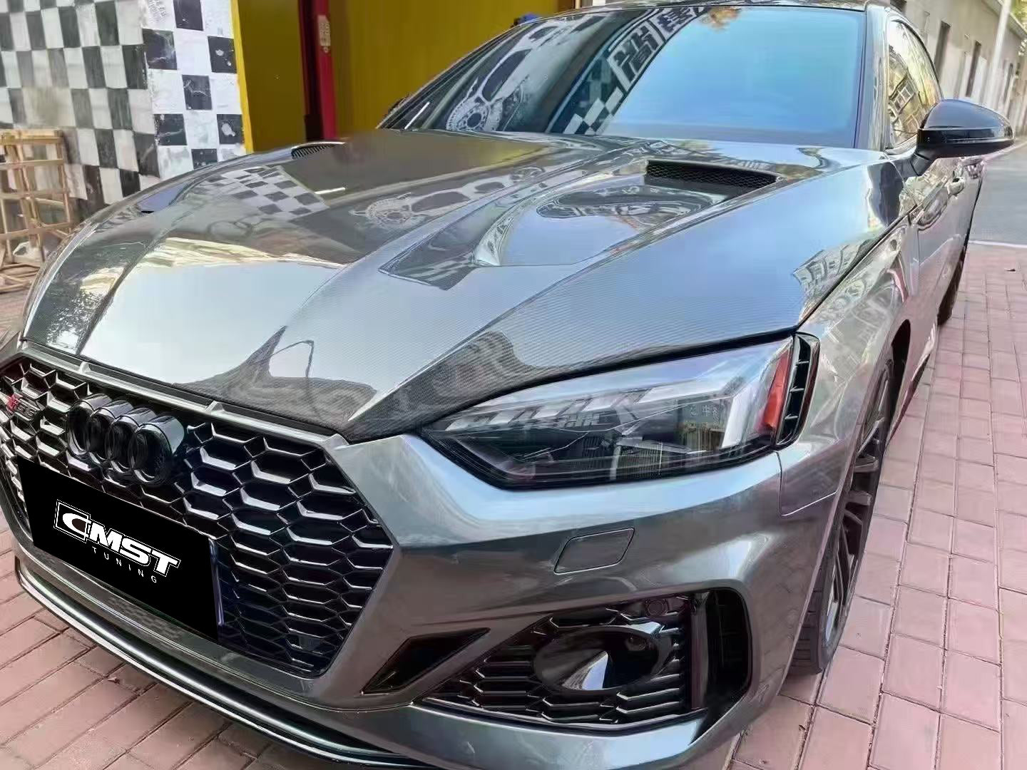 Audi RS5 S5 A5 B9 B9.5 2017-ON with Aftermarket Parts - V1 Hood Bonnet Carbon Fiber / FRP from Future Design