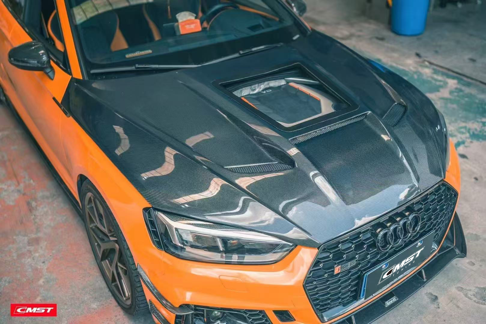 Audi RS5 S5 A5 B9 B9.5 2017-ON with Aftermarket Parts - V1 Hood Bonnet Carbon Fiber / FRP from Future Design