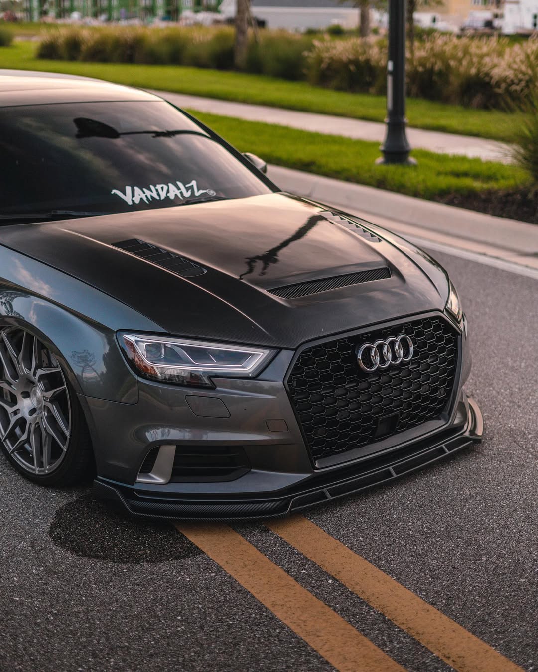 Audi RS3 S3 A3 8V / 8V.5 2014 2015 2016 2017 2018 2019 2020 with Aftermarket Parts - V2 Hood Bonnet Carbon Fiber / FRP from CMST Tuning