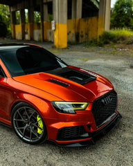 Audi RS3 S3 A3 8V / 8V.5 2014 2015 2016 2017 2018 2019 2020 with Aftermarket Parts - V3 Hood Bonnet Carbon Fiber / FRP from CMST Tuning
