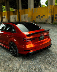 Audi RS3 S3 A3 8V/8V.5 2014 2015 2016 2017 2018 2019 2020 with Aftermarket Parts - V2 Style Rear Spoiler Carbon Fiber from CMST Tuning