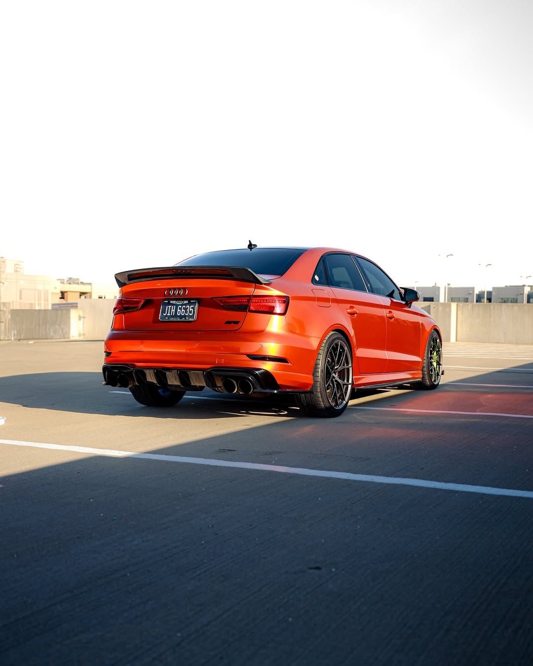 Audi RS3 S3 A3 8V/8V.5 2014 2015 2016 2017 2018 2019 2020 with Aftermarket Parts - V2 Style Rear Spoiler Carbon Fiber from CMST Tuning