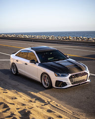 Audi RS4 2018-ON & S4 / A4 / A4 Allroad / A4 Avant B9 B9.5 2017-ON with Aftermarket Parts - V1 Tempered Glass Transparent Style Hood Bonnet Carbon Fiber / FRP from CMST Tuning