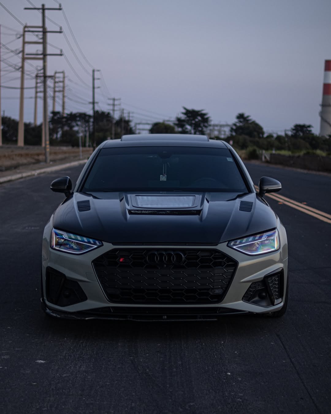 Audi RS4 2018-ON & S4 / A4 / A4 Allroad / A4 Avant B9 B9.5 2017-ON with Aftermarket Parts - V1 Tempered Glass Transparent Style Hood Bonnet Carbon Fiber / FRP from CMST Tuning