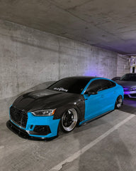 Audi RS5 S5 A5 B9 B9.5 2017-ON with Aftermarket Parts - V2 Tempered Glass Transparent Hood Bonnet Carbon Fiber / FRP from CMST Tuning