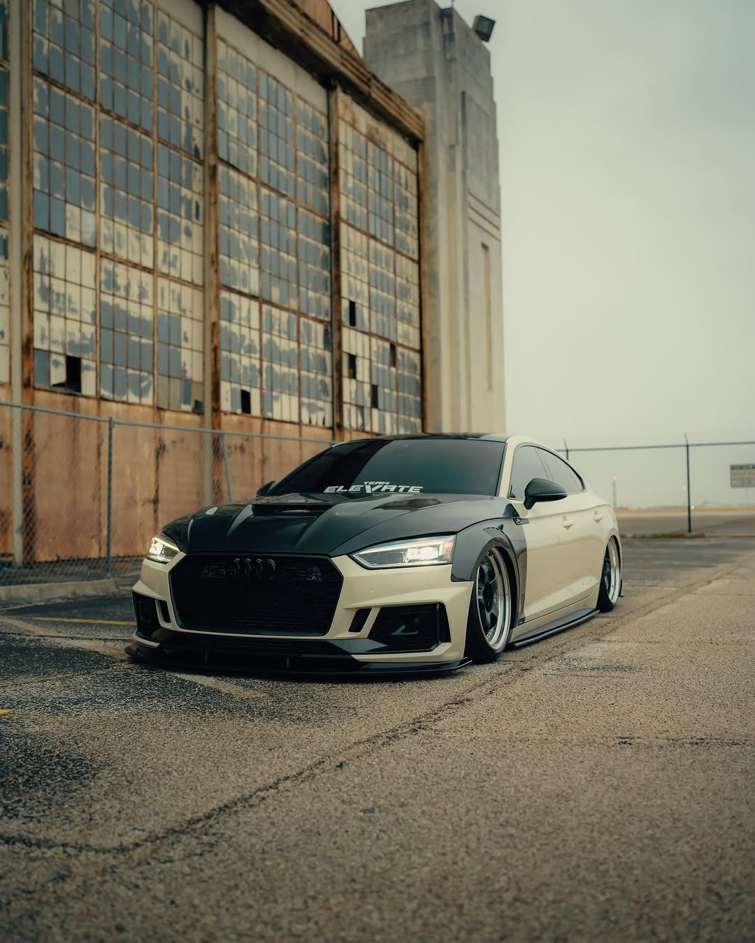 Audi RS5 S5 A5 B9 B9.5 2017-ON with Aftermarket Parts - V2 Tempered Glass Transparent Hood Bonnet Carbon Fiber / FRP from CMST Tuning