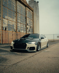 Audi RS5 S5 A5 B9 B9.5 2017-ON with Aftermarket Parts - V2 Tempered Glass Transparent Hood Bonnet Carbon Fiber / FRP from CMST Tuning