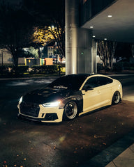 Audi RS5 S5 A5 B9 B9.5 2017-ON with Aftermarket Parts - V2 Tempered Glass Transparent Hood Bonnet Carbon Fiber / FRP from CMST Tuning