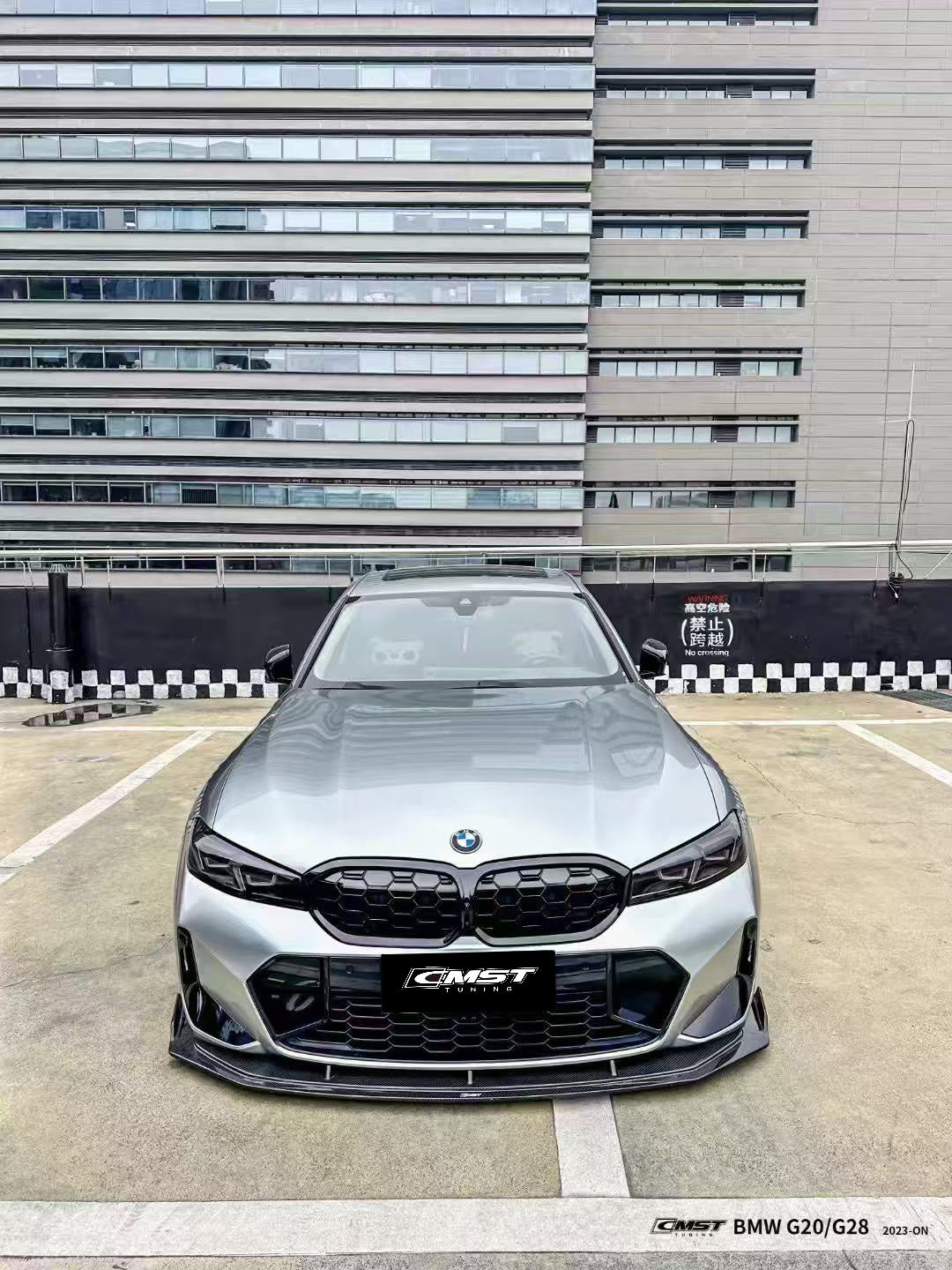 BMW 3 Series 330i M340i G20 G21 LCI 2023 2024 (fitment for 330i requires M-Sport package bumper) with Aftermarket Parts - Front Lip Pre-preg Carbon Fiber / FRP from CMST Tuning