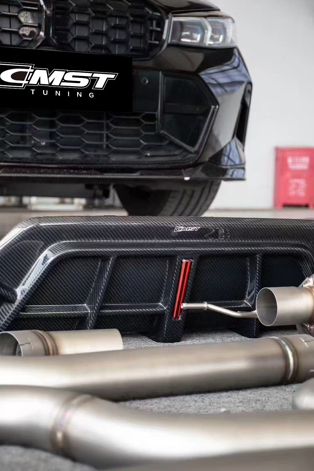 BMW 3 Series 330i M340i G20 G21 LCI 2023 2024 (fitment for 330i requires M-Sport package bumper) with Aftermarket Parts - Rear Diffuser Pre-preg Carbon Fiber / FRP from CMST Tuning