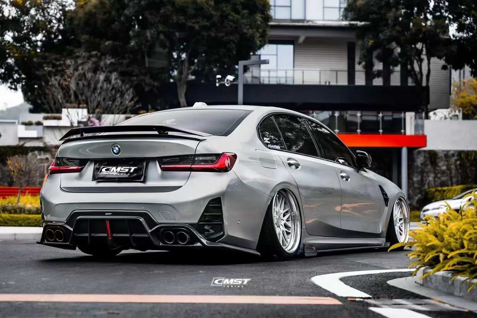 BMW 3 Series 330i M340i G20 G21 LCI 2023 2024 (fitment for 330i requires M-Sport package bumper) with Aftermarket Parts - Rear Diffuser Pre-preg Carbon Fiber / FRP from CMST Tuning