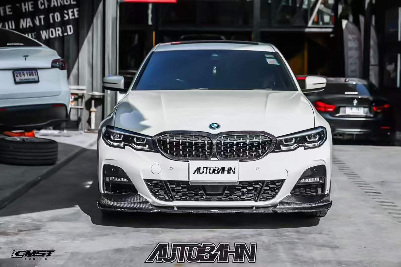 BMW 3 Series 330i M340i G20 G21 Pre-LCI 2020 2021 2022 (fitment for 330i requires M-Sport package bumper) with Aftermarket Parts - Front Lip Carbon Fiber / FRP from CMST Tuning