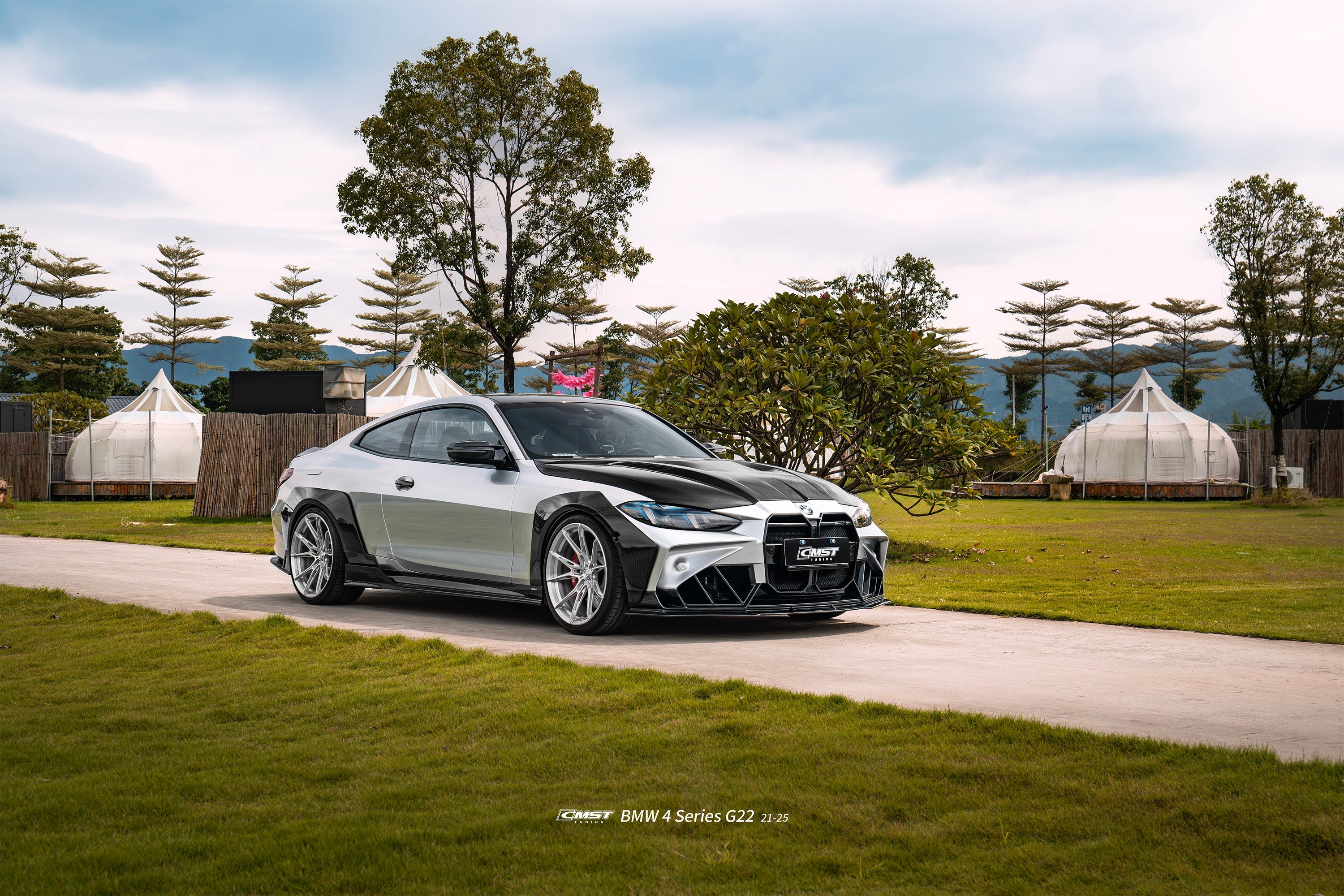 BMW 4 Series M440 430 G22 G23 2020-ON & 4 Series M440 430 G26 2020-ON with Aftermarket Parts - HORIZON Front Bumper & Gill Carbon Fiber / FRP from CMST Tuning