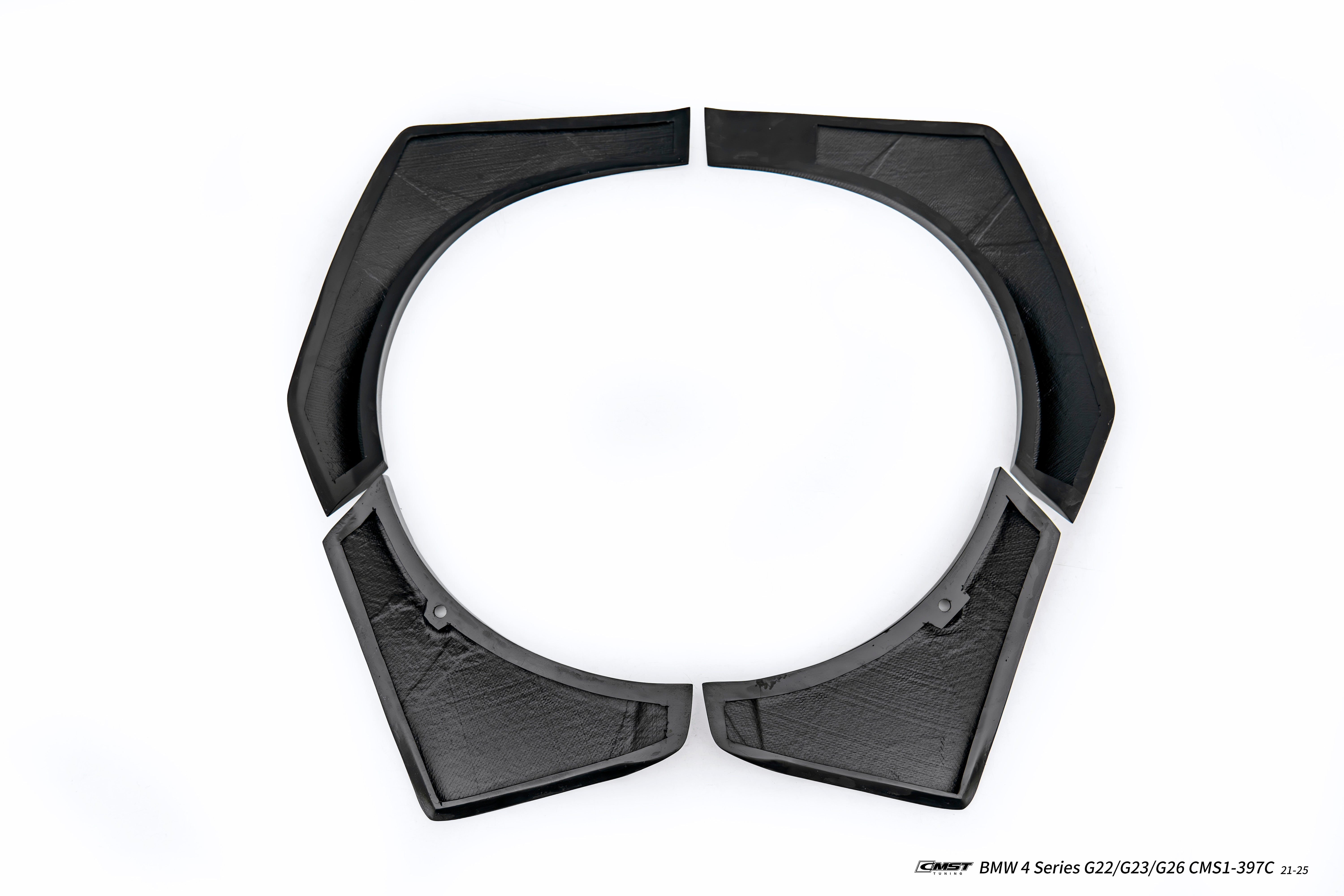 BMW 4 Series M440 430 G22 G23 2020-ON (for HORIZON front bumper only) with Aftermarket Parts - HORIZON Front Fender Flares Wheel Arches Dry Pre-preg Carbon Fiber / FRP from CMST Tuning