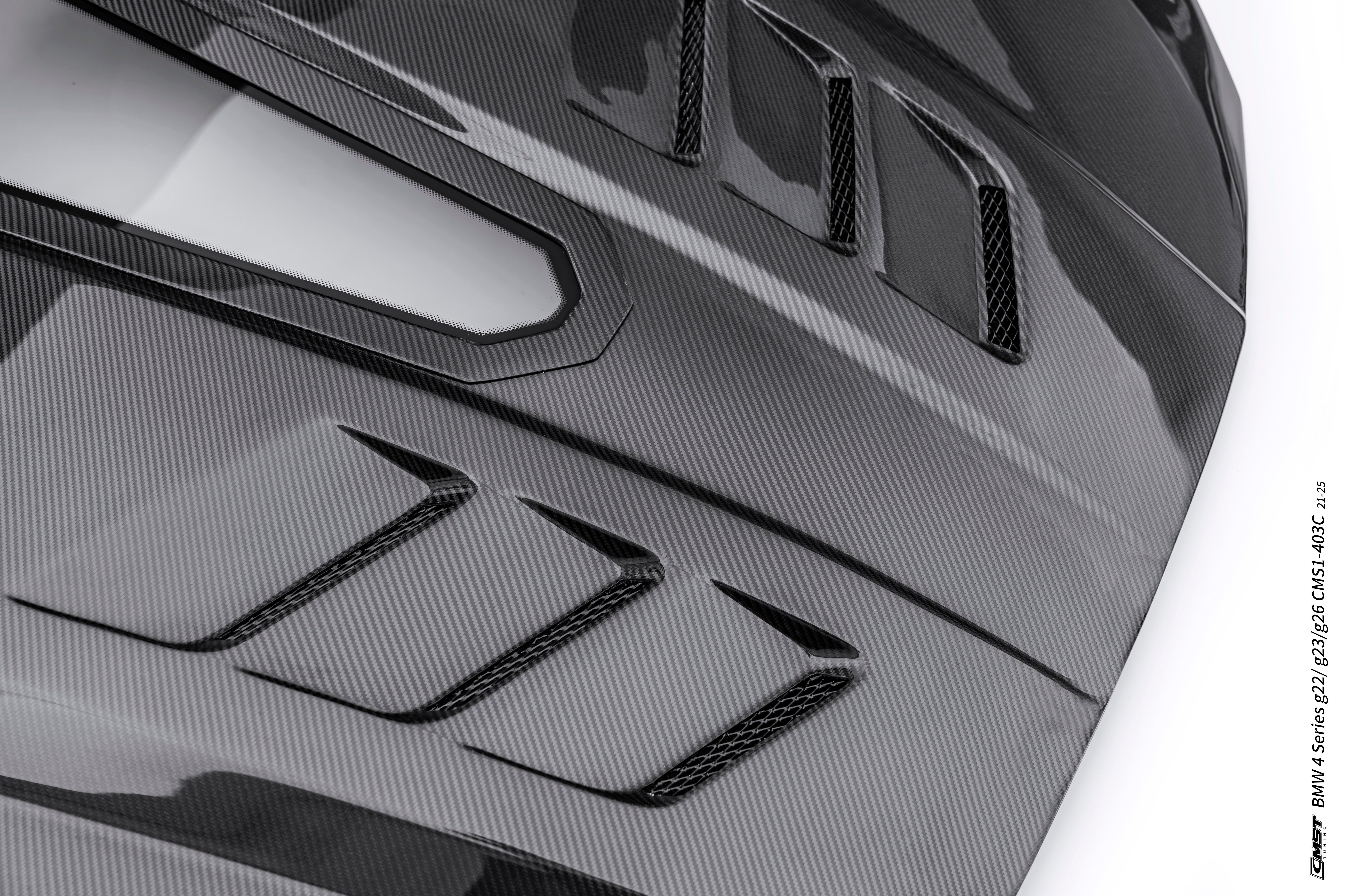 BMW 4 Series M440 430 G22 G23 2020-ON & 4 Series M440 430 G26 2020-ON with Aftermarket Parts - HORIZON V4 Tempered Glass Clearview Hood Carbon Fiber / FRP from CMST Tuning