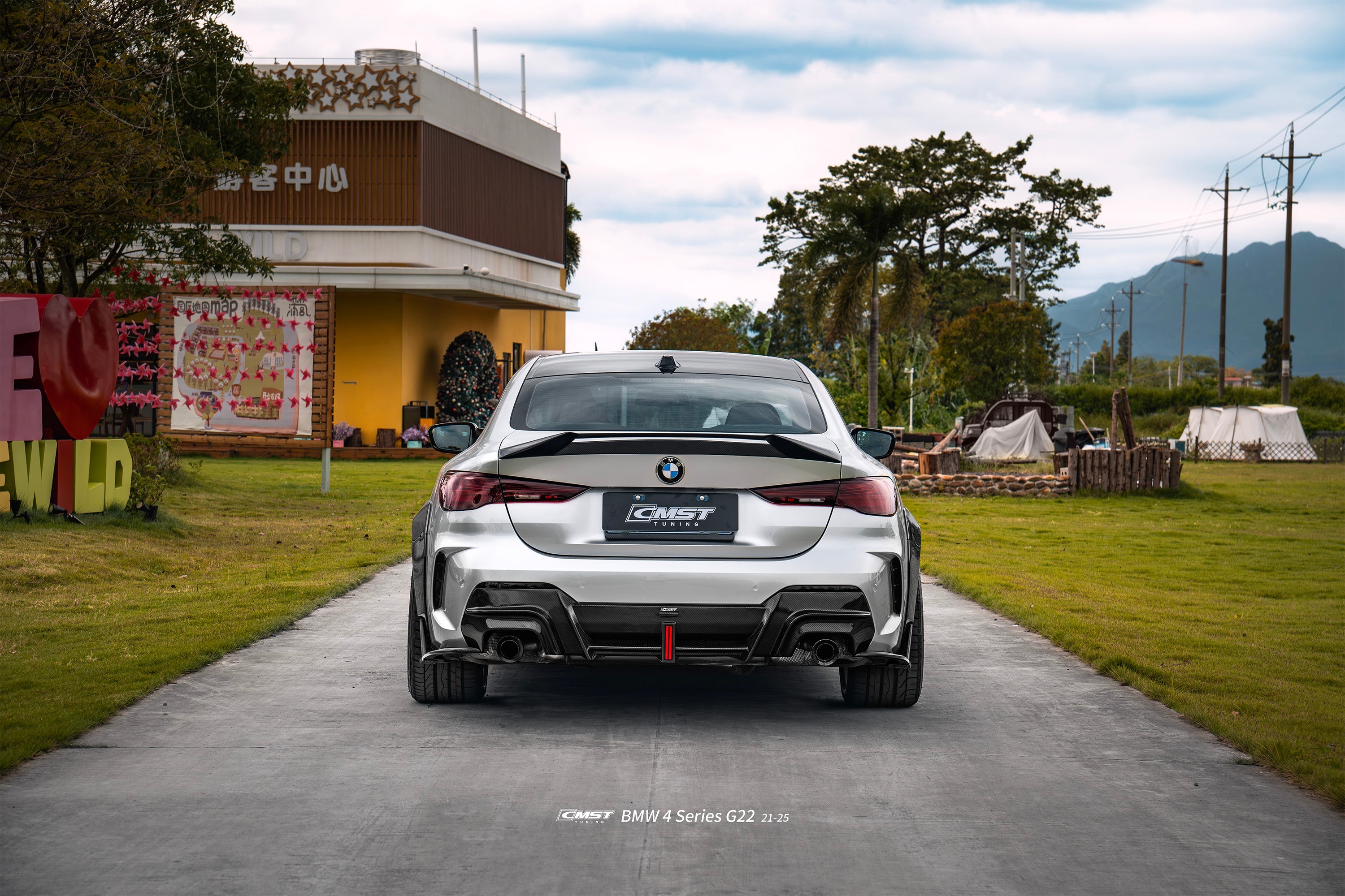 BMW 4 Series M440 430 G22 G23 2020-ON with Aftermarket Parts - HORIZON Rear Diffuser & Canards Dry Pre-preg Carbon Fiber / FRP from CMST Tuning