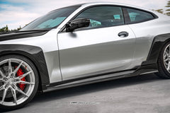 BMW 4 Series M440 430 G22 G23 2020-ON (Sport Version Only) with Aftermarket Parts - HORIZON Side Skirts Dry Pre-preg Carbon Fiber / FRP from CMST Tuning