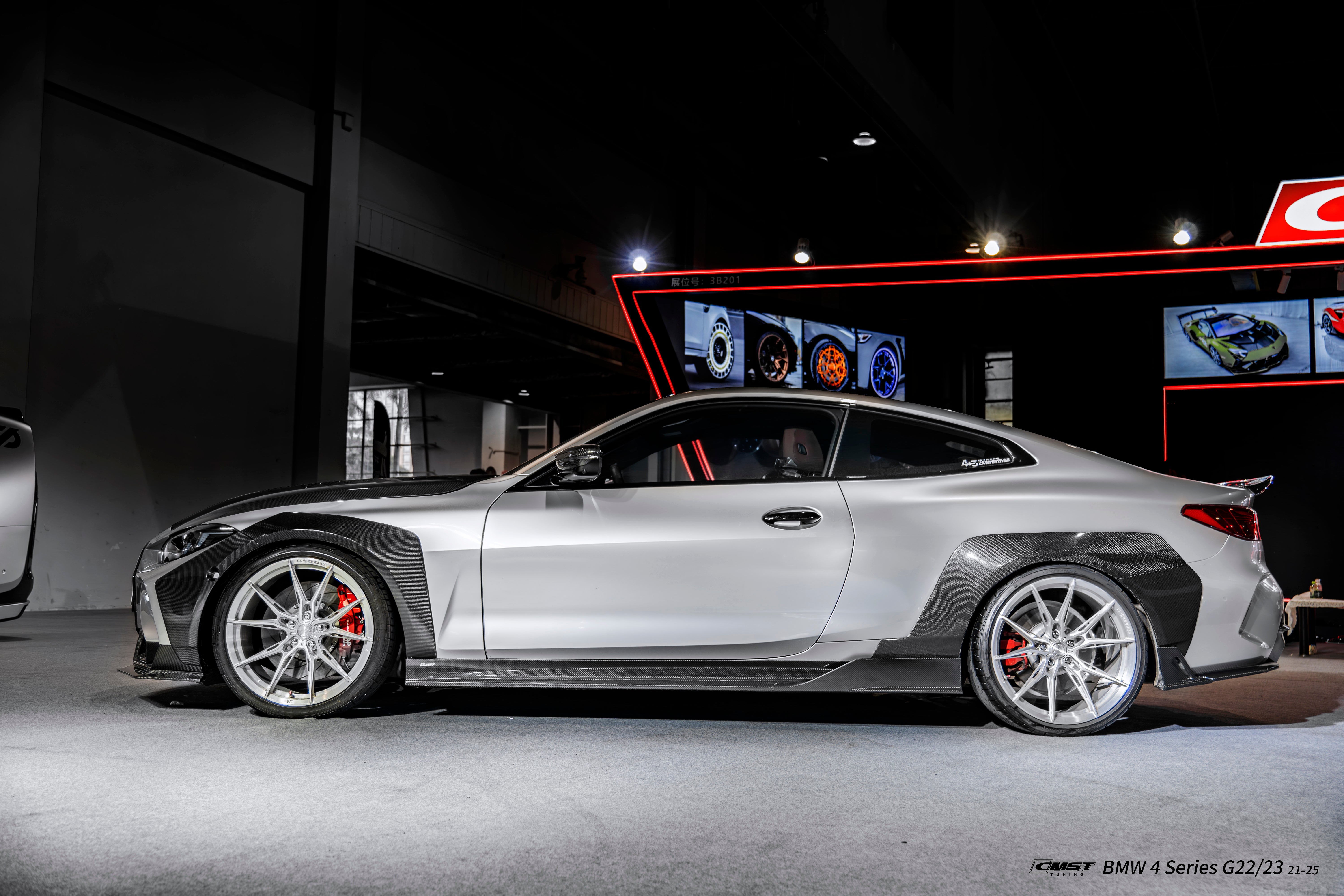 BMW 4 Series M440 430 G22 G23 2020-ON (Sport Version Only) with Aftermarket Parts - HORIZON Side Skirts Dry Pre-preg Carbon Fiber / FRP from CMST Tuning