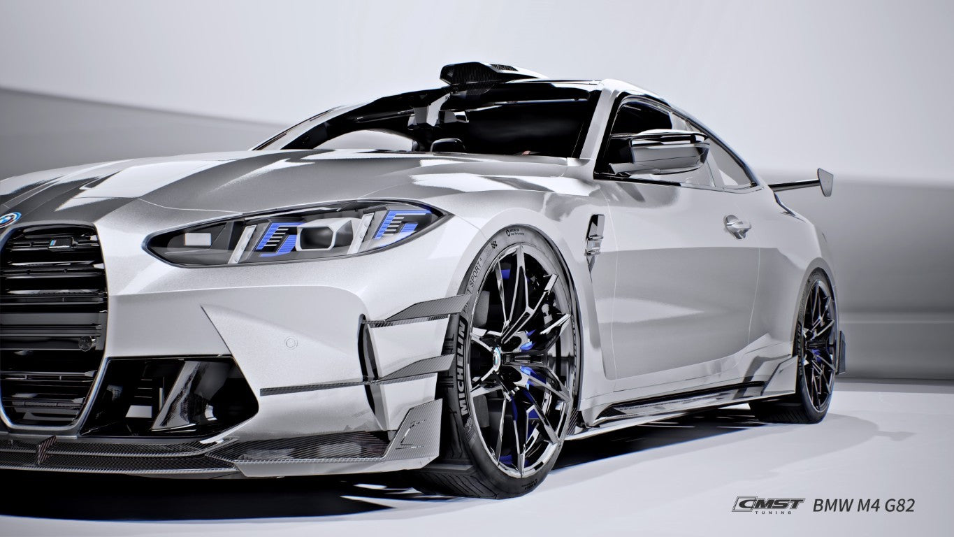 BMW M3CS M3C M3 G80 G81 2021-ON & M4CS M4C M4 G82 G83 2021-ON with Aftermarket Parts - Front Bumper Vent Valences Trim Dry Pre-preg Carbon Fiber / FRP from CMST Tuning