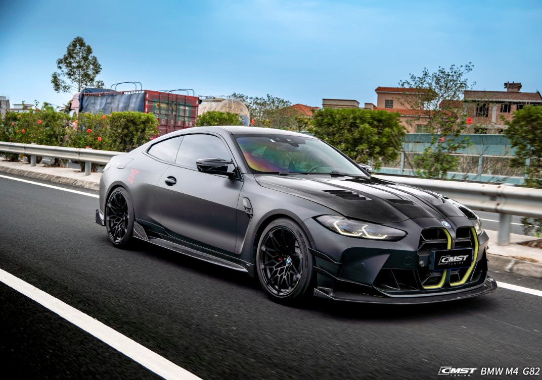 BMW M3CS M3C M3 G80 G81 2021-ON & M4CS M4C M4 G82 G83 2021-ON with Aftermarket Parts - Front Bumper Vent Valences Trim Dry Pre-preg Carbon Fiber / FRP from CMST Tuning