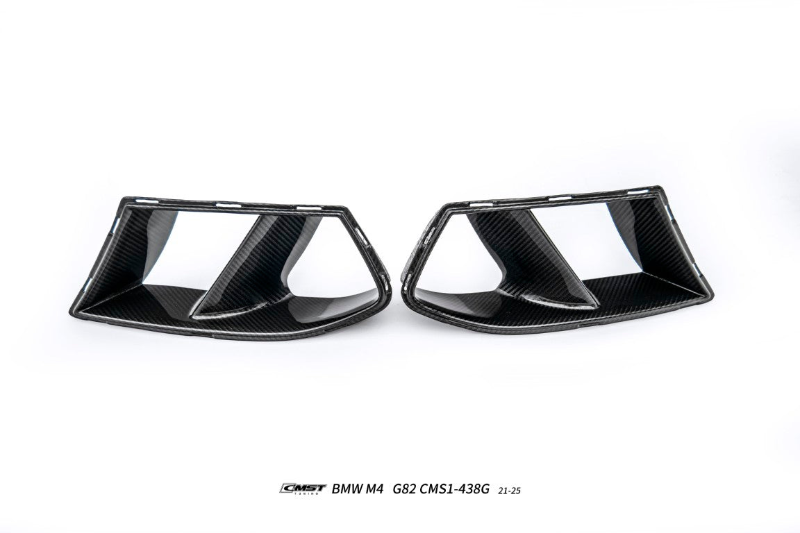 BMW M3CS M3C M3 G80 G81 2021-ON & M4CS M4C M4 G82 G83 2021-ON with Aftermarket Parts - Front Bumper Vent Valences Trim Dry Pre-preg Carbon Fiber / FRP from CMST Tuning